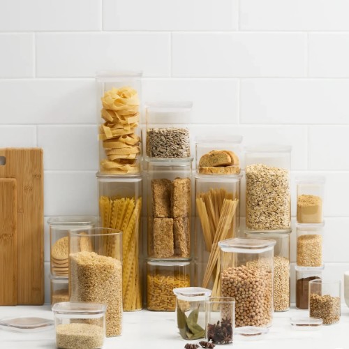 Kitchen Pro Eco Square Glass Canister with Glass Lid Set 20pc